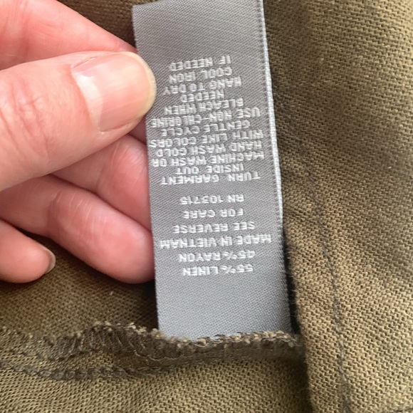 Linen blend green belted dress - Picture 9 of 13